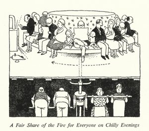 Una Parte Justa del Fuego para Todos en Noches Frías de William Heath Robinson