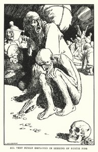 Todos muy ocupados buscando alfileres oxidados (litografía) de William Heath Robinson