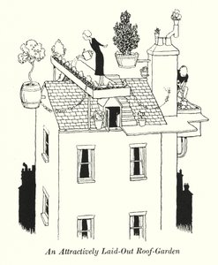 Un jardín en la azotea atractivamente dispuesto (litografía) de William Heath Robinson