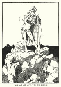 Y niveló todo con el suelo (litografía) de William Heath Robinson
