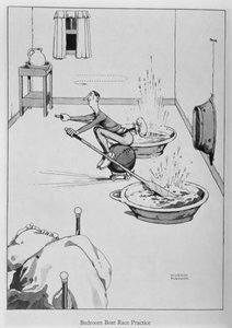 Práctica de carrera de botes en el dormitorio, ilustración de 