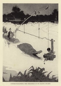 Filmando al cocodrilo en sus pantanos nativos de William Heath Robinson