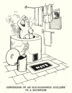 Conversión de una cocina anticuada a un baño de William Heath Robinson