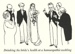 Brindando por la salud de la novia en una boda homeopática de William Heath Robinson