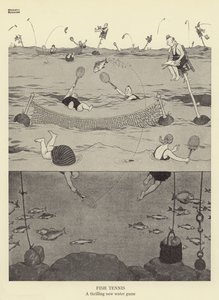 Tenis de peces, un emocionante nuevo juego acuático de William Heath Robinson