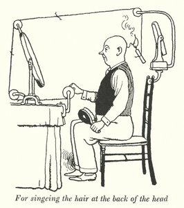 Para chamuscar el cabello en la parte posterior de la cabeza de William Heath Robinson