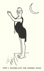 Traje de baño para caballero para usar en la noche de William Heath Robinson