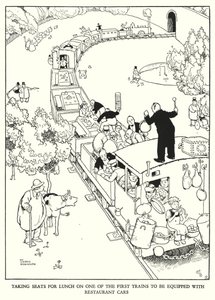 Ilustración para Railway Ribaldry de W Heath Robinson de William Heath Robinson