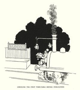 Ilustración para Railway Ribaldry de W Heath Robinson de William Heath Robinson
