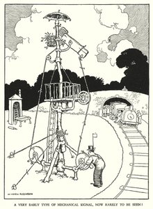 Ilustración para Railway Ribaldry de W Heath Robinson de William Heath Robinson