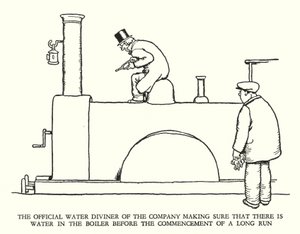 Ilustración para Railway Ribaldry de W Heath Robinson de William Heath Robinson