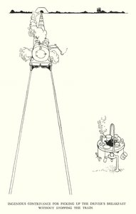 Ilustración para Railway Ribaldry de William Heath Robinson