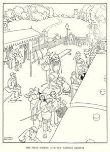 Ilustración para Railway Ribaldry de William Heath Robinson