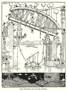 Ilustración para Railway Ribaldry de W Heath Robinson de William Heath Robinson