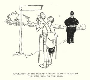 Ilustración para Railway Ribaldry de W Heath Robinson de William Heath Robinson