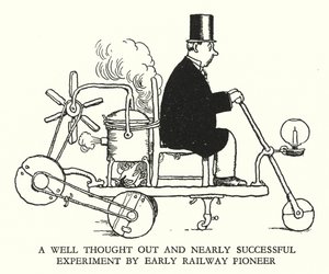 Ilustración para Railway Ribaldry de W Heath Robinson de William Heath Robinson