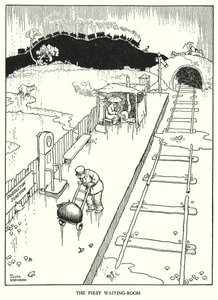 Ilustración para Railway Ribaldry de W Heath Robinson de William Heath Robinson