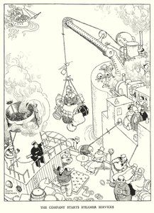 Ilustración para Railway Ribaldry de W Heath Robinson de William Heath Robinson