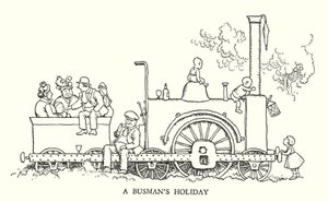 Ilustración para Railway Ribaldry de W Heath Robinson de William Heath Robinson