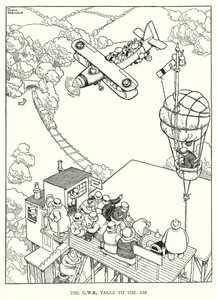 Ilustración para Railway Ribaldry de W Heath Robinson de William Heath Robinson