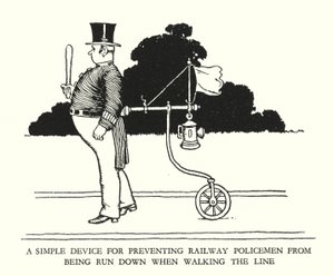 Ilustración para Railway Ribaldry de W Heath Robinson de William Heath Robinson