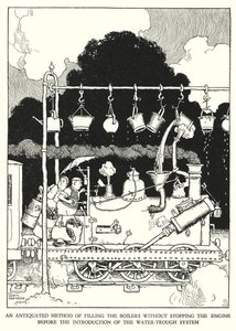 Ilustración para Railway Ribaldry de W Heath Robinson de William Heath Robinson