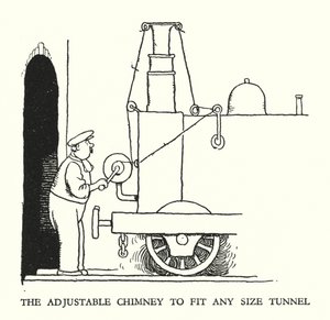 Ilustración para Railway Ribaldry de W Heath Robinson de William Heath Robinson