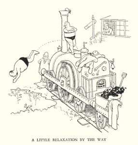 Ilustración para Railway Ribaldry de W Heath Robinson de William Heath Robinson