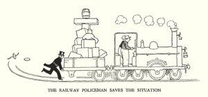 Ilustración para Railway Ribaldry de W Heath Robinson de William Heath Robinson