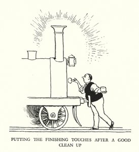 Ilustración para Railway Ribaldry de W Heath Robinson de William Heath Robinson