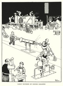Ilustración para Railway Ribaldry de W Heath Robinson de William Heath Robinson