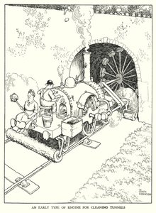 Ilustración para Railway Ribaldry de W Heath Robinson de William Heath Robinson