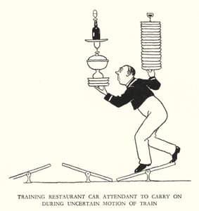 Ilustración para Railway Ribaldry de W Heath Robinson de William Heath Robinson