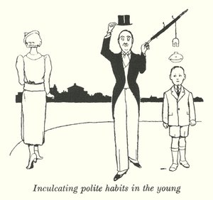 Inculcando hábitos educados en los jóvenes (litografía)