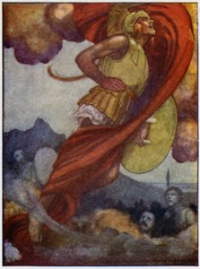 Marte, como una nube de trueno, se elevó hacia el cielo hasta el Olimpo de William Heath Robinson