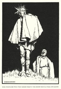 Un fenicio que temía mucho que la luna cayera sobre la tierra de William Heath Robinson