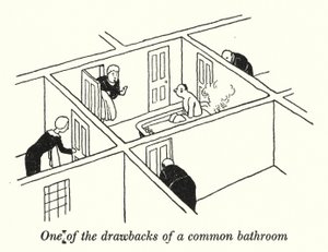 Uno de los inconvenientes de un baño común de William Heath Robinson