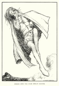 Penetra en las altas nubes aéreas (litografía) de William Heath Robinson