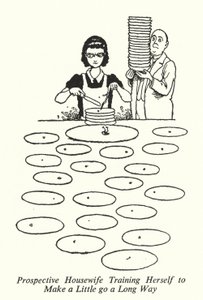 Amas de casa en formación aprendiendo a hacer mucho con poco de William Heath Robinson