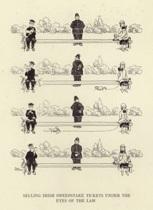 Vendiendo boletos de la lotería irlandesa bajo la mirada de la ley de William Heath Robinson