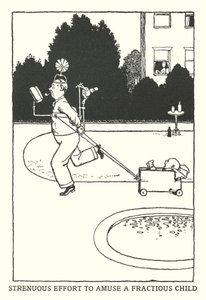 Esfuerzo arduo para divertir a un niño irritable (litografía) de William Heath Robinson