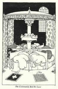 La cama comunitaria de lujo de William Heath Robinson