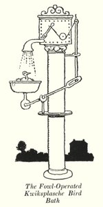 El baño de aves Kwiksplasche operado por aves
