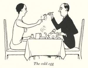 El huevo frío (litografía) de William Heath Robinson