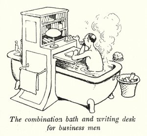 La combinación de baño y escritorio para hombres de negocios de William Heath Robinson