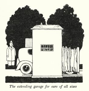 El garaje extensible para coches de todos los tamaños de William Heath Robinson