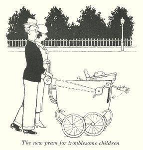 El nuevo cochecito para niños problemáticos (litografía) de William Heath Robinson