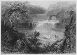 Salto de salmón en Leixlip (grabado)