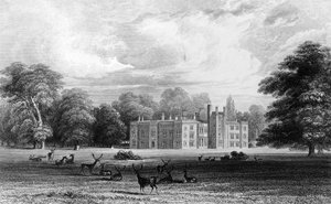 Bell House, Aveley, Essex, grabado por John Carr Armytage, 1832