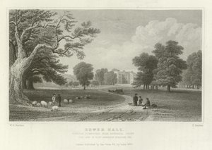 Bower Hall, Steeple Bumpstead, cerca de Haverhill, Essex, la residencia de Elly Anderson Stephens, Esquire de William Henry Bartlett